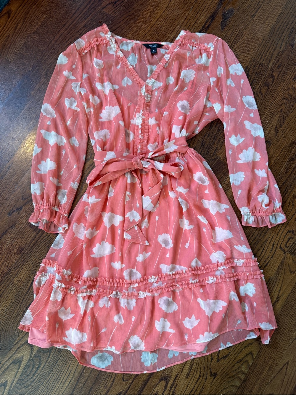 Simply Vera Vera Wang Coral Floral Ruffle Tie-Waist Dress